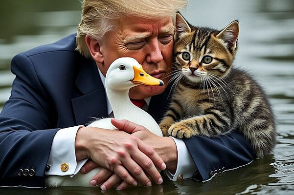 AI image of Trump with duck and cat 2
